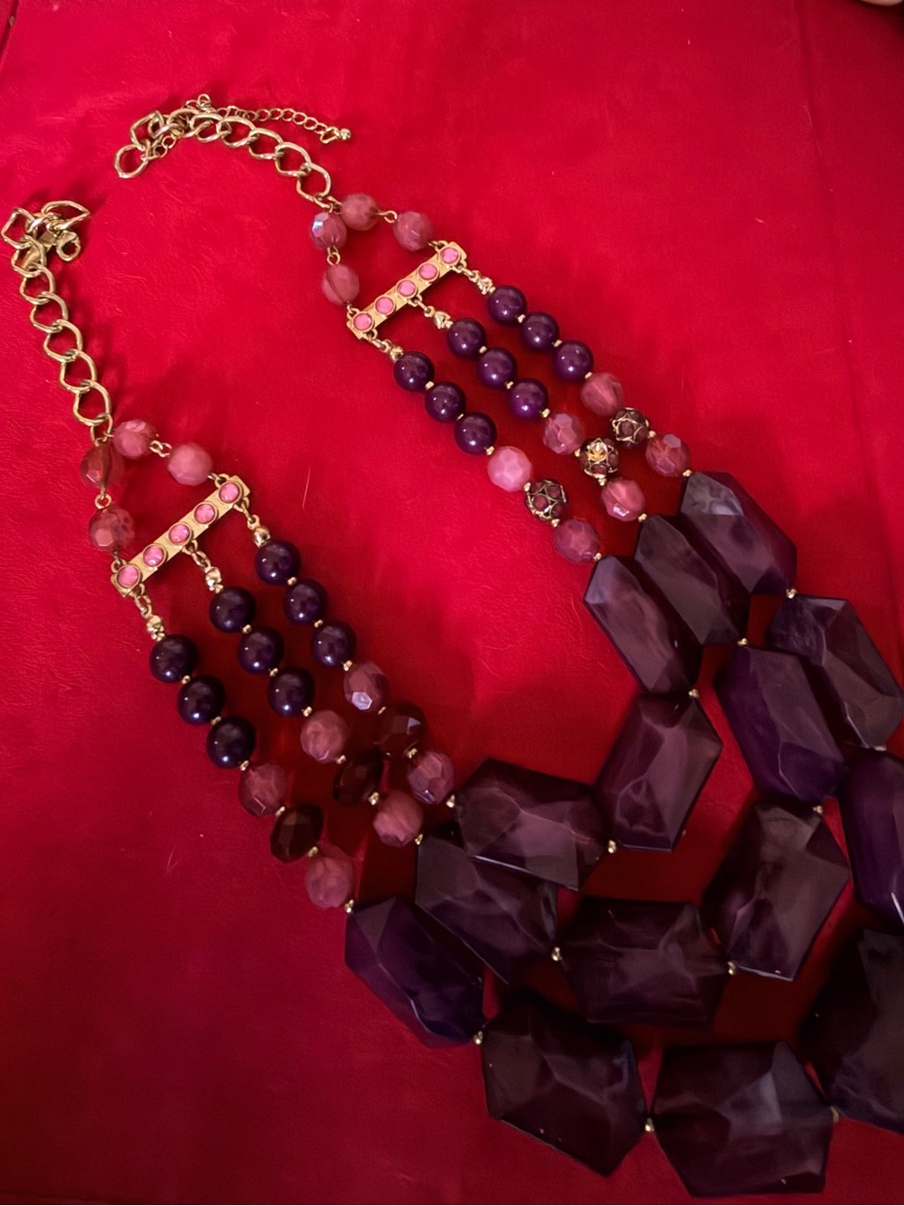 NY Collection Purple and Pink Multi-Strand Statement Necklace